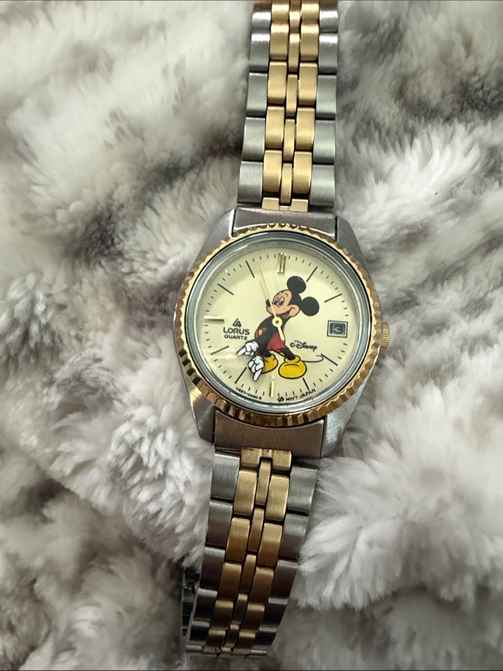 Lorus Women's Two-Tone Mickey Mouse Watch in Cream, Gold & Silver
